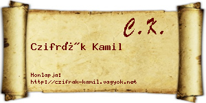 Czifrák Kamil névjegykártya